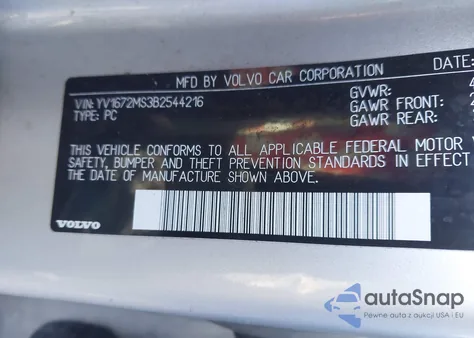 2011 Volvo S40 T5/T5 R-Design z USA, uszkodzony, nr VIN YV1672MS3B2544216